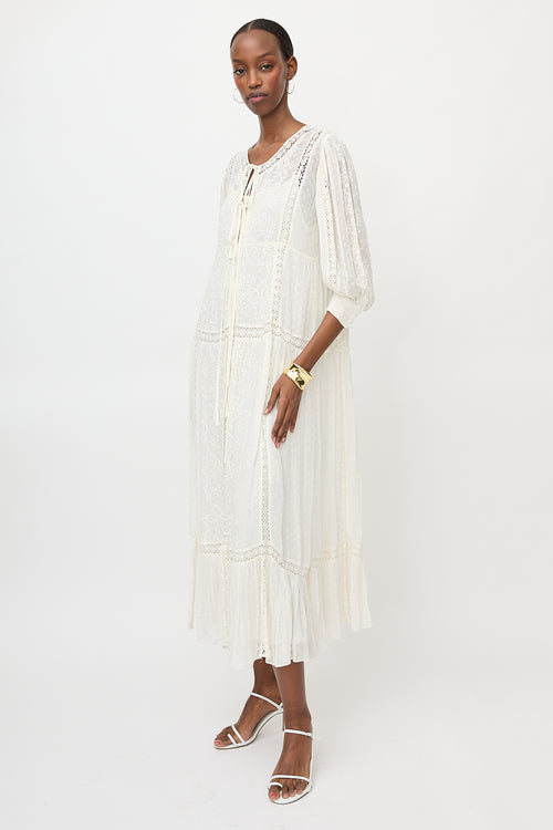 LoveShackFancy Crepe Broderie Anglaise Bex Dress