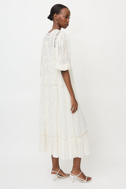 LoveShackFancy Crepe Broderie Anglaise Bex Dress