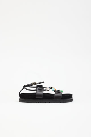 Loewe X Paula's Ibiza Leather Fussbett Sandal