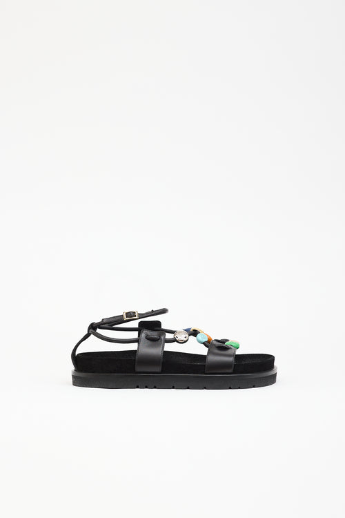 Loewe X Paula's Ibiza Leather Fussbett Sandal