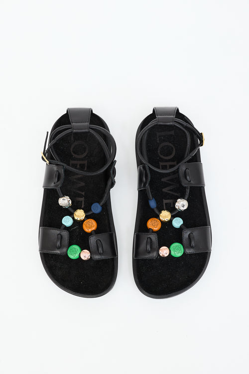 Loewe X Paula's Ibiza Leather Fussbett Sandal