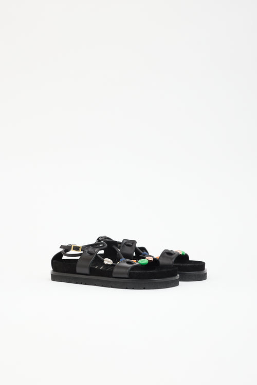 Loewe X Paula's Ibiza Leather Fussbett Sandal