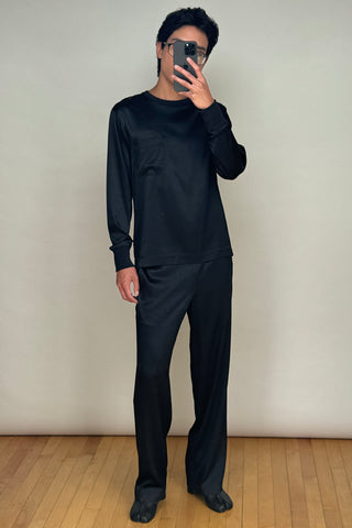 Black Silk Blend Long Sleeve Set