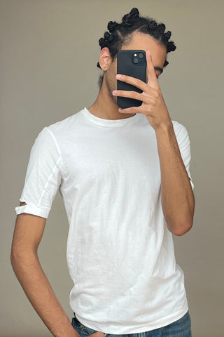 White Sliced Cuff T-Shirt