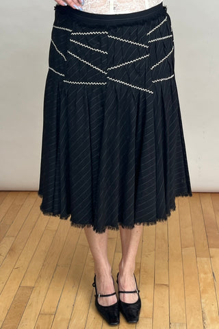 Black & White Pinstripe Pleated Skirt