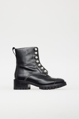 3.1 Phillip Lim Black Leather Pearl Zip Up Boot
