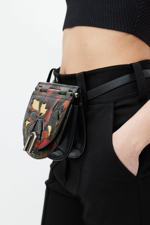 3.1 Phillip Lim Black & Multicolour Leather Printed Hana Saddle Bag