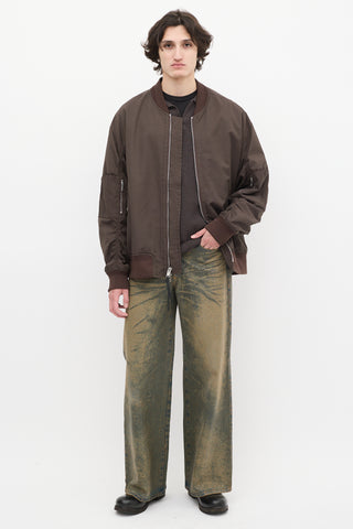 3.1 Phillip Lim Brown Nylon & Cotton Bomber Jacket