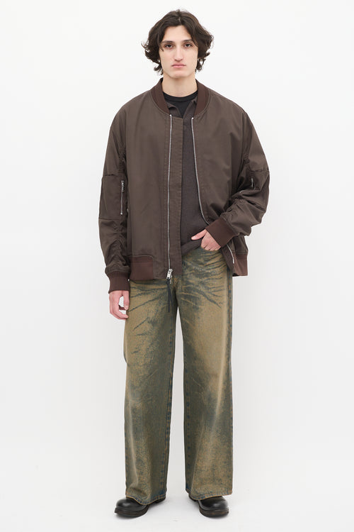 3.1 Phillip Lim Brown Nylon & Cotton Bomber Jacket