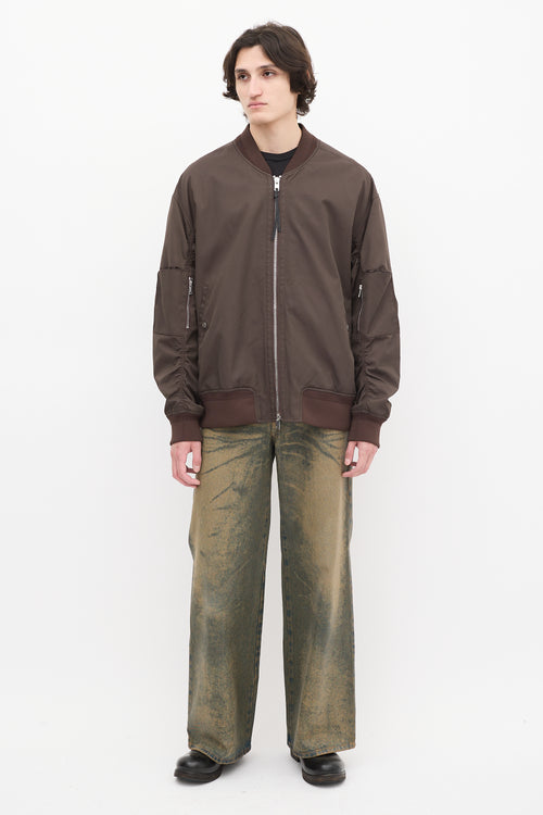 3.1 Phillip Lim Brown Nylon & Cotton Bomber Jacket