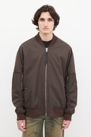 3.1 Phillip Lim Brown Nylon & Cotton Bomber Jacket