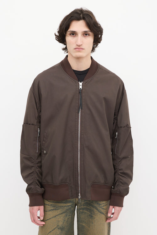 3.1 Phillip Lim Brown Nylon & Cotton Bomber Jacket