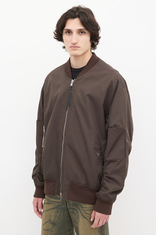 3.1 Phillip Lim Brown Nylon & Cotton Bomber Jacket