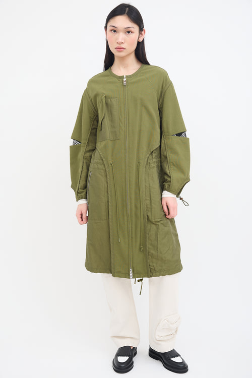 3.1 Phillip Lim Green Canvas & Black Mesh Coat