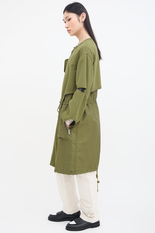 3.1 Phillip Lim Green Canvas & Black Mesh Coat