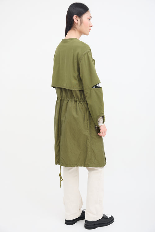 3.1 Phillip Lim Green Canvas & Black Mesh Coat