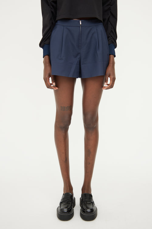 3.1 Phillip Lim Navy Pleated Zip Short