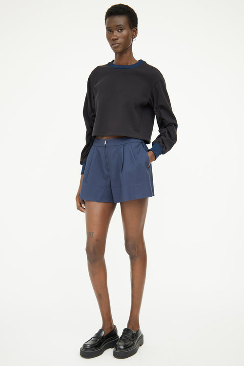 3.1 Phillip Lim Navy Pleated Zip Short