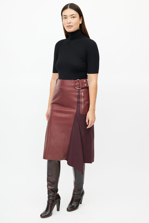 3.1 Phillip Lim Red Leather Panelled Skirt