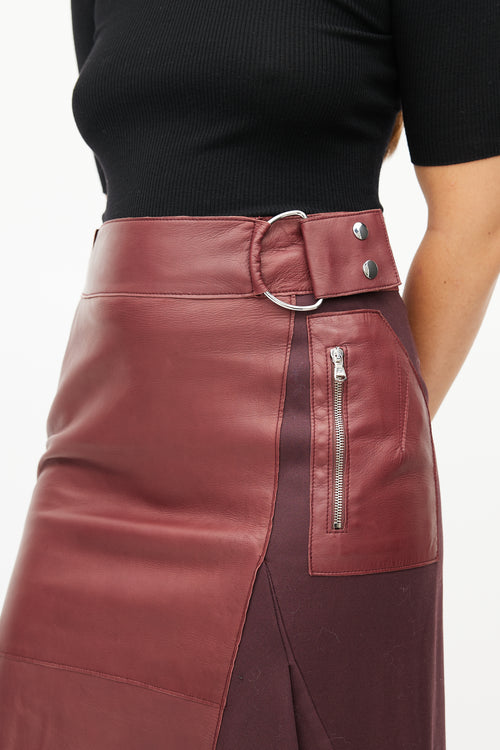 3.1 Phillip Lim Red Leather Panelled Skirt