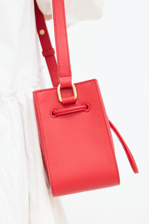 3.1 Phillip Lim Red Leather Soleil Mini Bucket Crossbody Bag