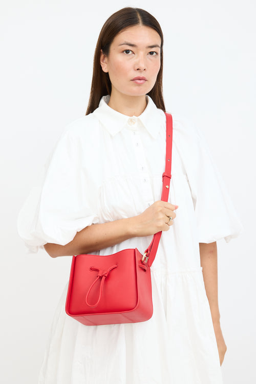 3.1 Phillip Lim Red Leather Soleil Mini Bucket Crossbody Bag