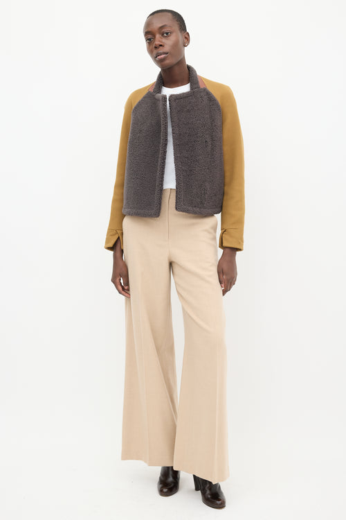 3.1 Phillip Lim Yellow & Grey Shearling Panelled Jacket