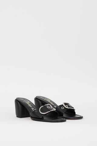 3.1 Phillip Lim Black & Silver Leather Buckled Naomi Mule