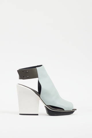 3.1 Phillip Lim Blue & Grey Leather Peep Toe Heel