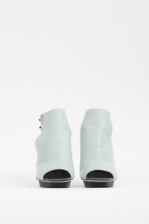 3.1 Phillip Lim Blue & Grey Leather Peep Toe Heel
