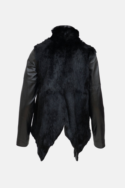 Derek Lam Leather Fur Trim Jacket