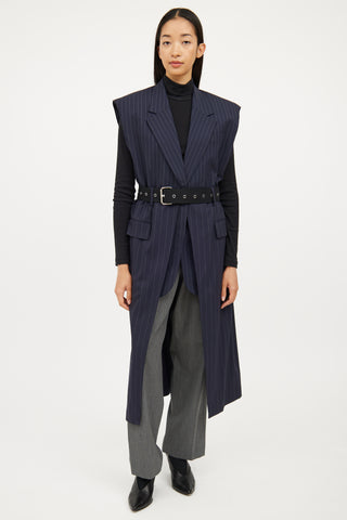 3.1 Phillip Lim Navy Pinstripe Sleeveless Jacket