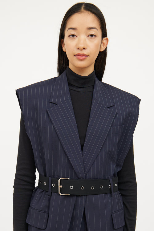 3.1 Phillip Lim Navy Pinstripe Sleeveless Jacket