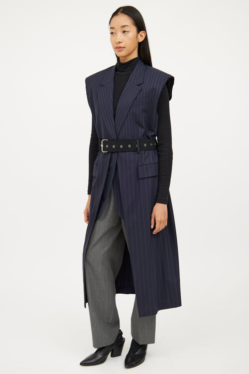 3.1 Phillip Lim Navy Pinstripe Sleeveless Jacket