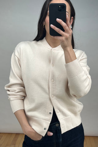 Cream Snap Button Front Cardigan