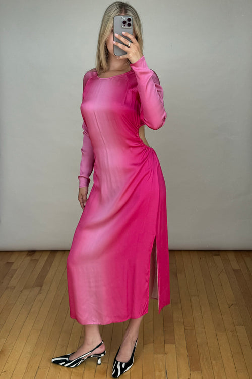 Pink Gradient Ava Backless Midi Dress