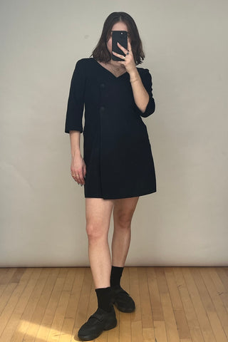 Black Wool Double Breasted Dress