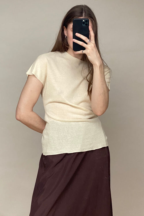 Brown Nylon Gathered Skirt