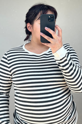 Cream & Black Striped Sweater
