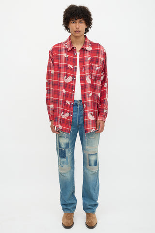 424 Paisley Check Printed Shirt