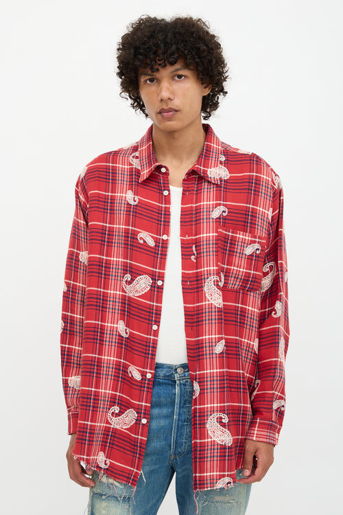 424 Paisley Check Printed Shirt