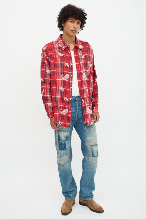 424 Paisley Check Printed Shirt