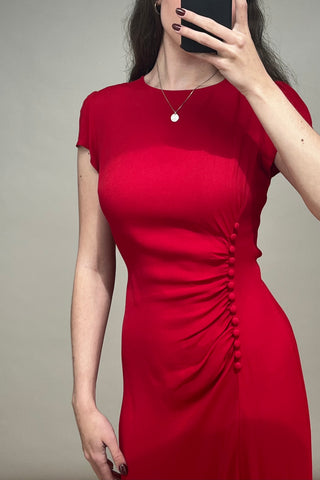 Red Frasier Button Dress