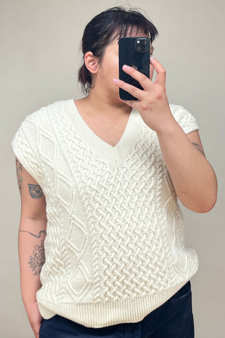 Cream Wool Oversized Sweater Vest