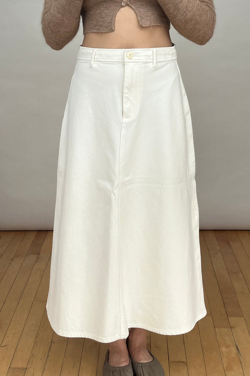 Wilfred Cream Cotton A-Line Maxi Skirt