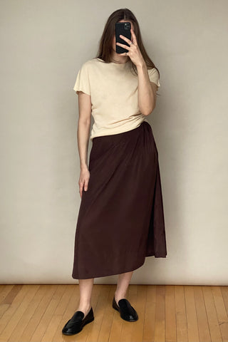 Brown Nylon Gathered Skirt