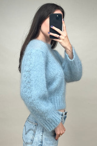 Light Blue Mohair Cropped Sweater