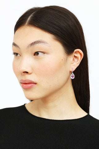 Fine Jewelry 750 Diamond Amethyst Pear Drop Earrings