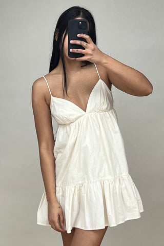 Cream Tiered Babydoll Mini Dress