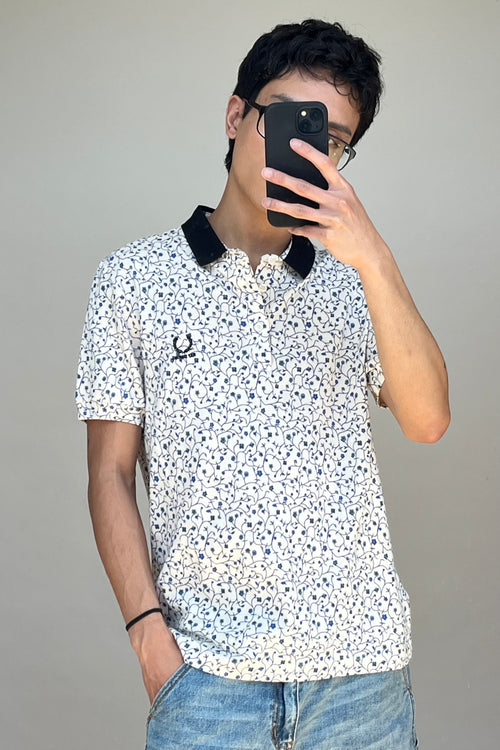 X Fred Perry White & Multicolor Floral Polo
